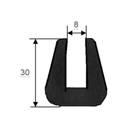 Capping Rubber Strip - 8mm Gr Ove X 30mm High