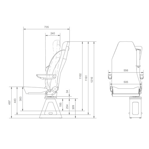 862 Contour With Reclining Bac k Tip Seat & Seat Belt left
