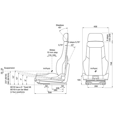 SEAT ASSY MECH SUSP 130KG L/H