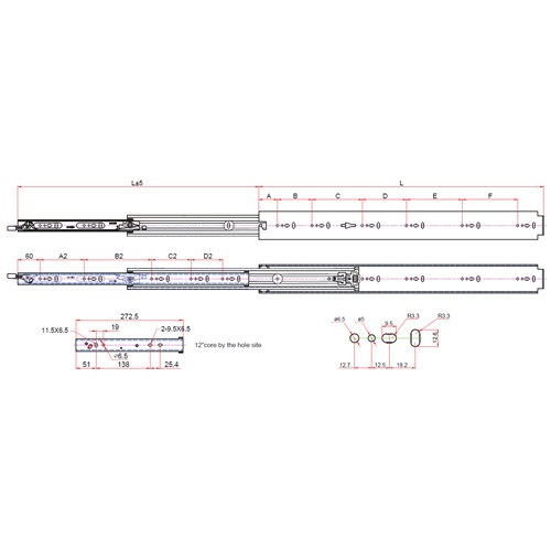 DRAWER SLIDE 550MM 227KG LOCKA