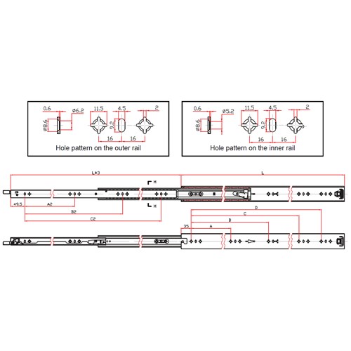 DRAWER SLIDE 700MM 125KG LOCKA